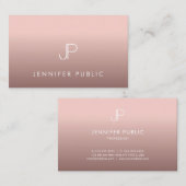 Carte De Visite Monogramme moderne Rose Gold Professional Élégant (Devant / Derrière)