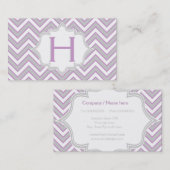 Carte De Visite monogramme moderne rose, gris chevron personnalisé (Devant / Derrière)