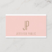 Carte De Visite Monogramme moderne rose rose-bleu du texte doré pe (Devant)