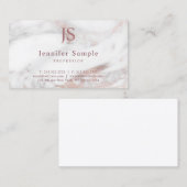 Carte De Visite Monogramme moderne Rose simple Modèle en marbre (Devant / Derrière)