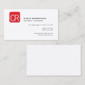 Carte De Visite Monogramme Moderne Rouge Blanc Professionnel Simpl (Devant / Derrière)