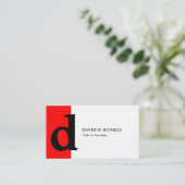 Carte De Visite monogramme moderne rouge moderne et design (Debout devant)