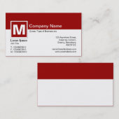 Carte De Visite Monogramme moderne - Rouge rubis et blanc (Devant / Derrière)