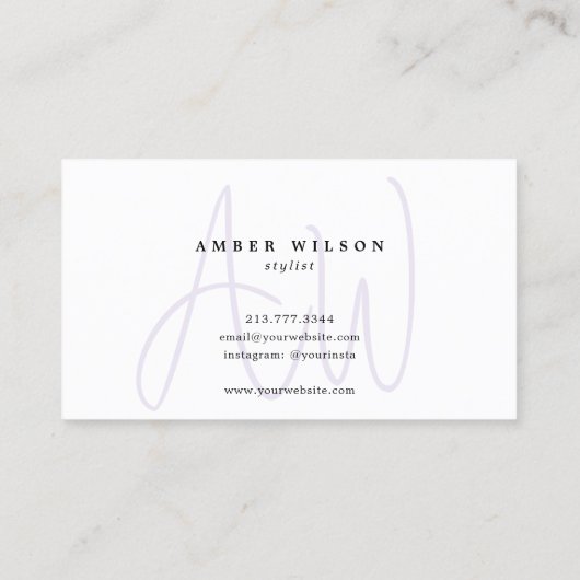 Carte De Visite Monogramme moderne Script élégant tendance violet (Dos)