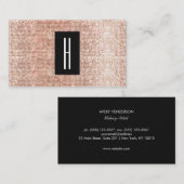 Carte De Visite Monogramme moderne, Séquences d'or Roses Faux (Devant / Derrière)