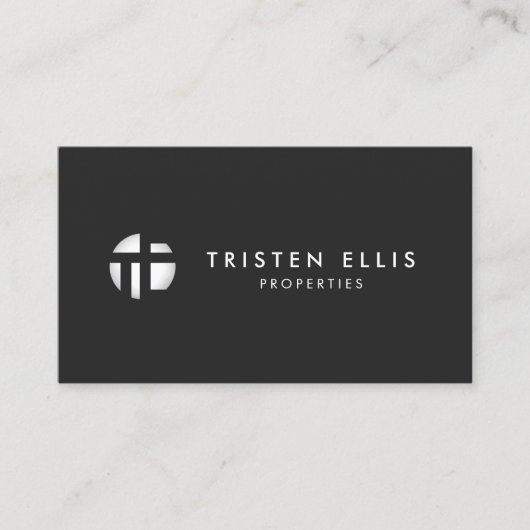 Carte De Visite Monogramme moderne Silver Black Professional (Devant)