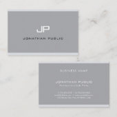 Carte De Visite Monogramme moderne Simple Elegant Grey Professiona (Devant / Derrière)