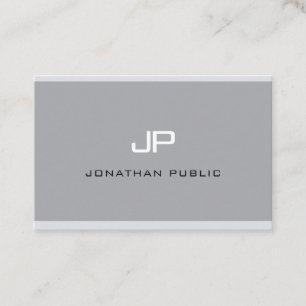 Carte De Visite Monogramme moderne Simple Elegant Grey Professiona