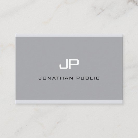 Carte De Visite Monogramme moderne Simple Elegant Grey Professiona (Devant)
