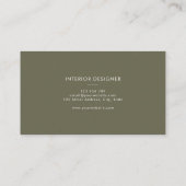 Carte De Visite Monogramme Moderne Simple Élégant Vert Olive (Dos)