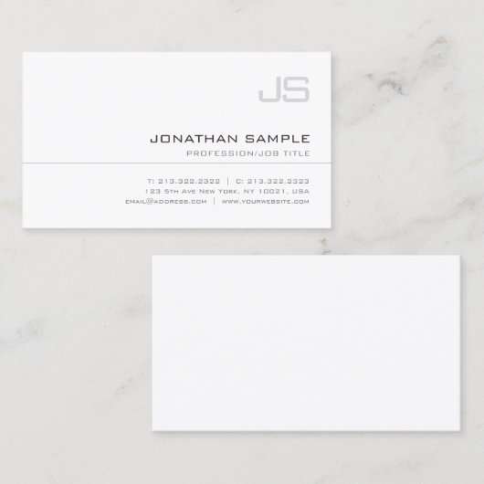 Carte De Visite Monogramme moderne Simple Professional Chic Plain (Devant / Derrière)
