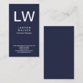Carte De Visite Monogramme moderne simple professionnel bleu nuit (Devant / Derrière)