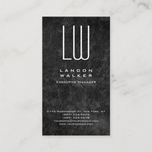 Carte De Visite Monogramme moderne simple professionnel gris verti (Devant)