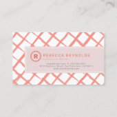 Carte De Visite Monogramme moderne simple rose et rouge (Dos)
