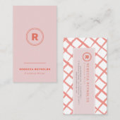 Carte De Visite Monogramme moderne simple rose et rouge (Devant / Derrière)