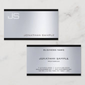 Carte De Visite Monogramme moderne sophistiqué Glamor Silver Look (Devant / Derrière)