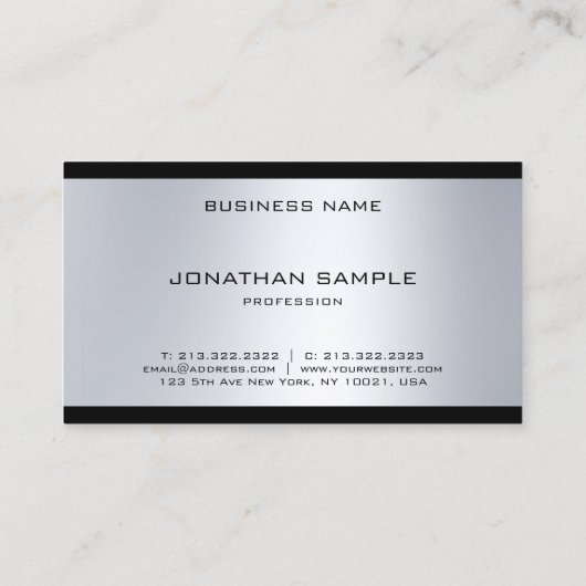 Carte De Visite Monogramme moderne sophistiqué Glamor Silver Look (Dos)