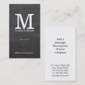 Carte De Visite Monogramme moderne (tableau noir) (Devant / Derrière)