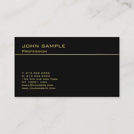 Carte De Visite Monogramme moderne tendance élégant Black Gold (Dos)