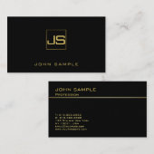 Carte De Visite Monogramme moderne tendance élégant Black Gold (Devant / Derrière)