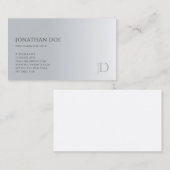 Carte De Visite Monogramme moderne tendance Elégant Modèle argent (Devant / Derrière)