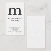 Carte De Visite monogramme moderne tendance lin (Devant / Derrière)