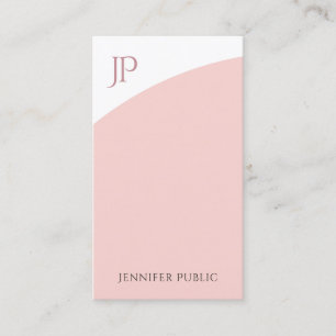 Carte De Visite Monogramme moderne tendance Modèle rose rose blanc