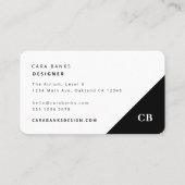 Carte De Visite Monogramme moderne tendance noir et blanc (Dos)