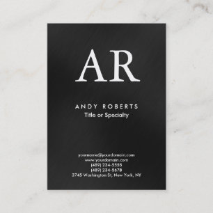 Carte De Visite Monogramme moderne tendance noir gris foncé