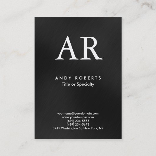 Carte De Visite Monogramme moderne tendance noir gris foncé (Devant)