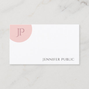 Carte De Visite Monogramme moderne tendance rose blanc rose