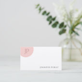 Carte De Visite Monogramme moderne tendance rose blanc rose (Debout devant)