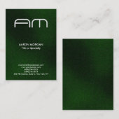 Carte De Visite Monogramme moderne tendance Vertical Vert (Devant / Derrière)