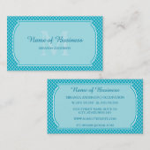 Carte De Visite Monogramme Moderne Turquoise Quatrefoil Avec Nom (Devant / Derrière)