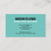 Carte De Visite Monogramme moderne Turquoise simple (Dos)