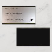 Carte De Visite Monogramme moderne unique Glamor Or Argent Nice (Devant / Derrière)