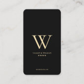 Carte De Visite Monogramme moderne V W Logo élégant Black Gold (Devant)