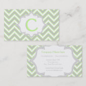 Carte De Visite monogramme moderne vert citron vert, gris chevron (Devant / Derrière)