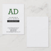 Carte de visite Monogramme moderne vert tendance b (Devant / Derrière)