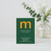 Carte de visite monogramme moderne vert vert moder (Debout devant)