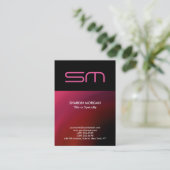 Carte De Visite Monogramme moderne vertical tendance Noir rouge (Debout devant)