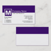 Carte De Visite Monogramme moderne - violet profond et blanc (Devant / Derrière)
