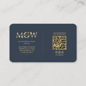 Carte De Visite Monogramme moderne Wellness Coach Elégant Bleu (Dos)