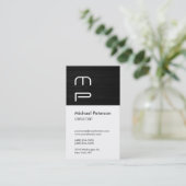 Carte de visite Monogramme Motif blanc vertical (Debout devant)