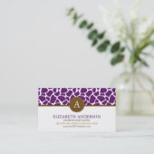 Carte De Visite Monogramme Motif de la girafe foncée (Debout devant)