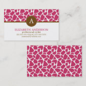 Carte De Visite Monogramme Motif Fuchsia Giraffe (Devant / Derrière)