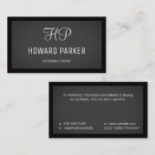 Carte De Visite Monogramme | Motif lié | Bordure (noir) (Devant / Derrière)