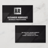 Carte De Visite Monogramme | Motif lignes | Black (Devant / Derrière)