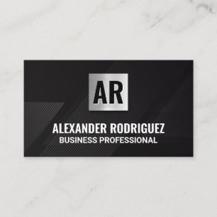 Carte De Visite Monogramme   Motif lignes   Black