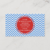 Carte De Visite Monogramme Motif moderne simple bleu Chevron (Dos)